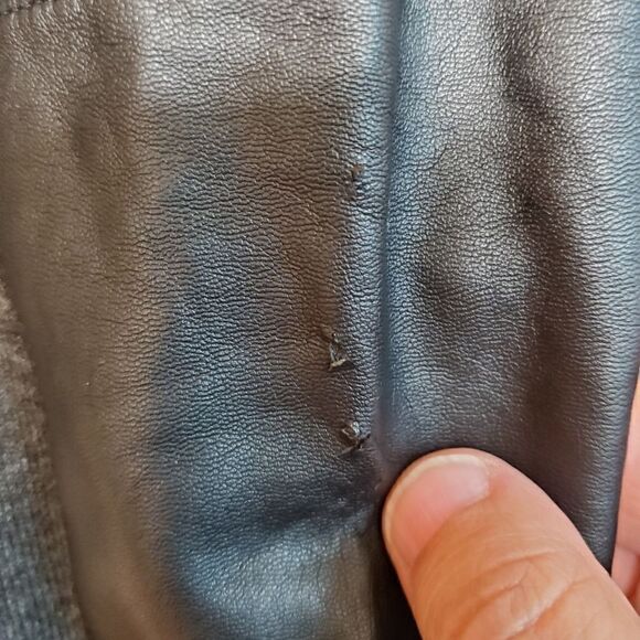 Central park west sweater size medium black gray cowl neck faux leather patch - Picture 4 of 8